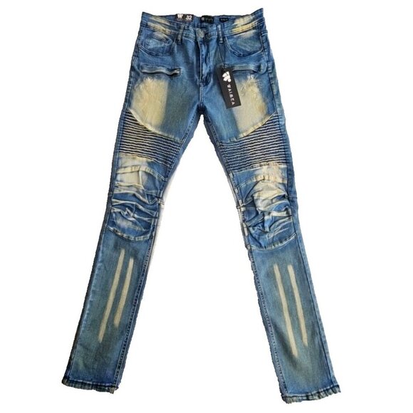 Waimea Jeans Men's Size W32 L32 Slim Fit Light Blue Moto Biker Y2K Style M4249DF - Picture 1 of 16